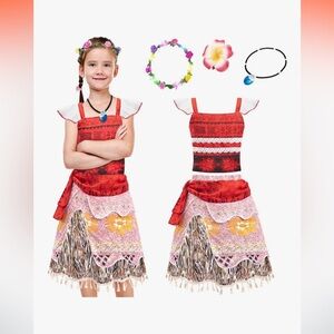 NWT 3-4 YRS Polynesian Princess Costume - Red and Brown Moana Inspired
